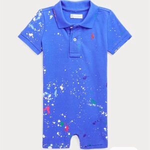 Ralph Lauren Paint Splatter-Print Mesh Polo‎ Shortall - EUC